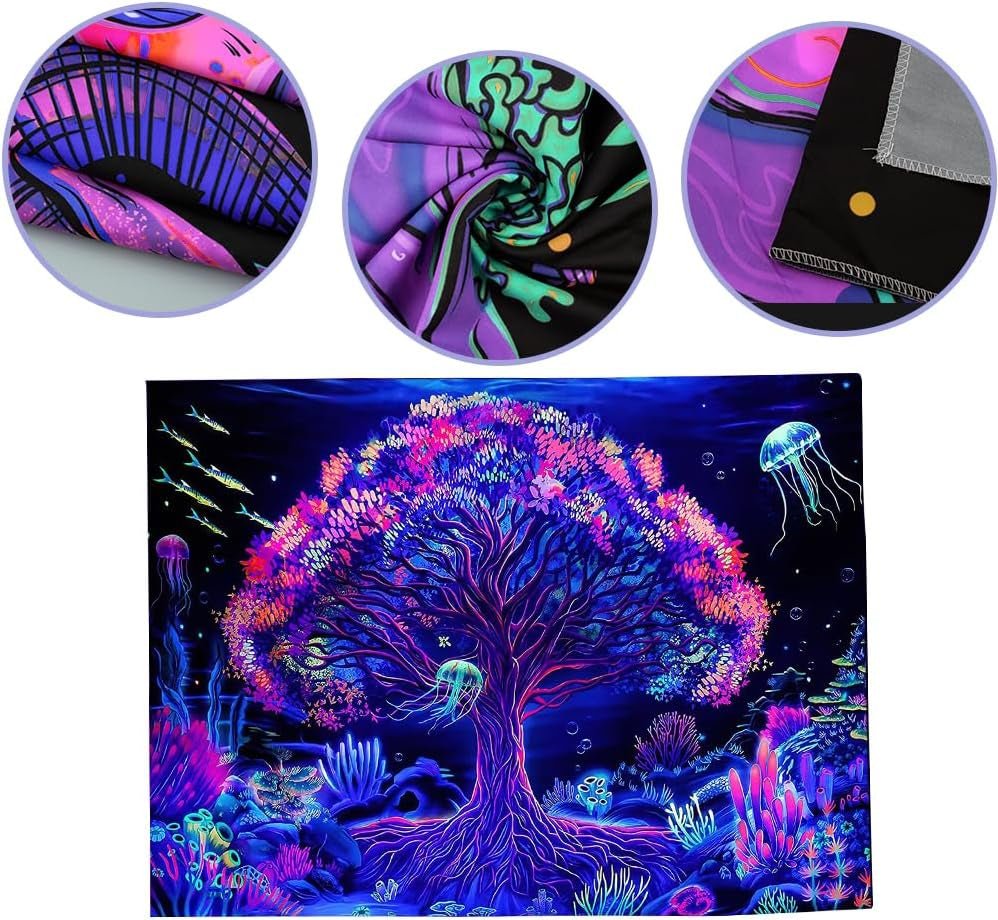 Tapestry suaywo psykedelisk fluorescerende trælivsrum Hjem - Tilbehør og dekorationer Naty Shop