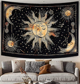 Tapestry sun moon star spirituel astetisk regnbue bomuld Hjem - Tilbehør og dekorationer Naty Shop Gul 210L X 140B Cm