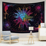 Tapestry sun moon star spirituel astetisk regnbue bomuld Hjem - Tilbehør og dekorationer Naty Shop Rainbow 150L X 137B Cm