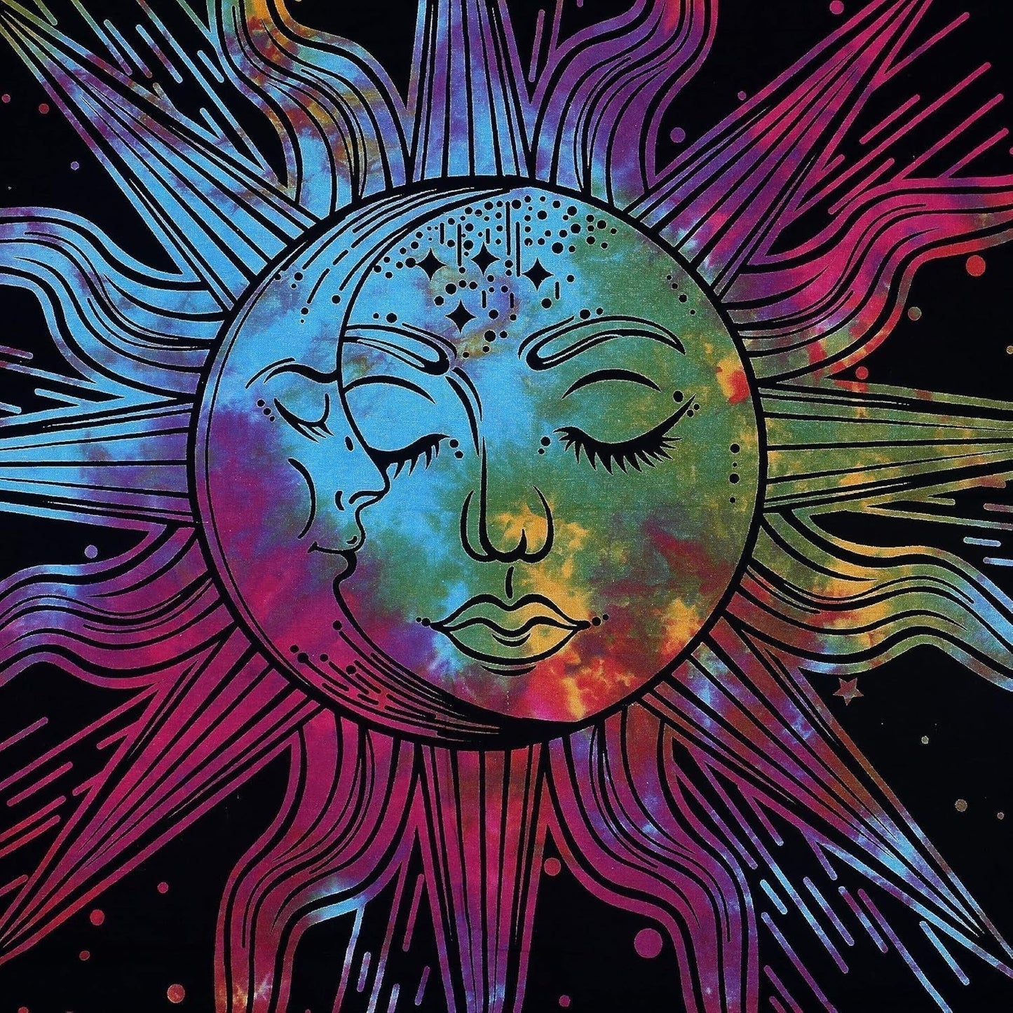 Tapestry sun moon star spirituel astetisk regnbue bomuld Hjem - Tilbehør og dekorationer Naty Shop