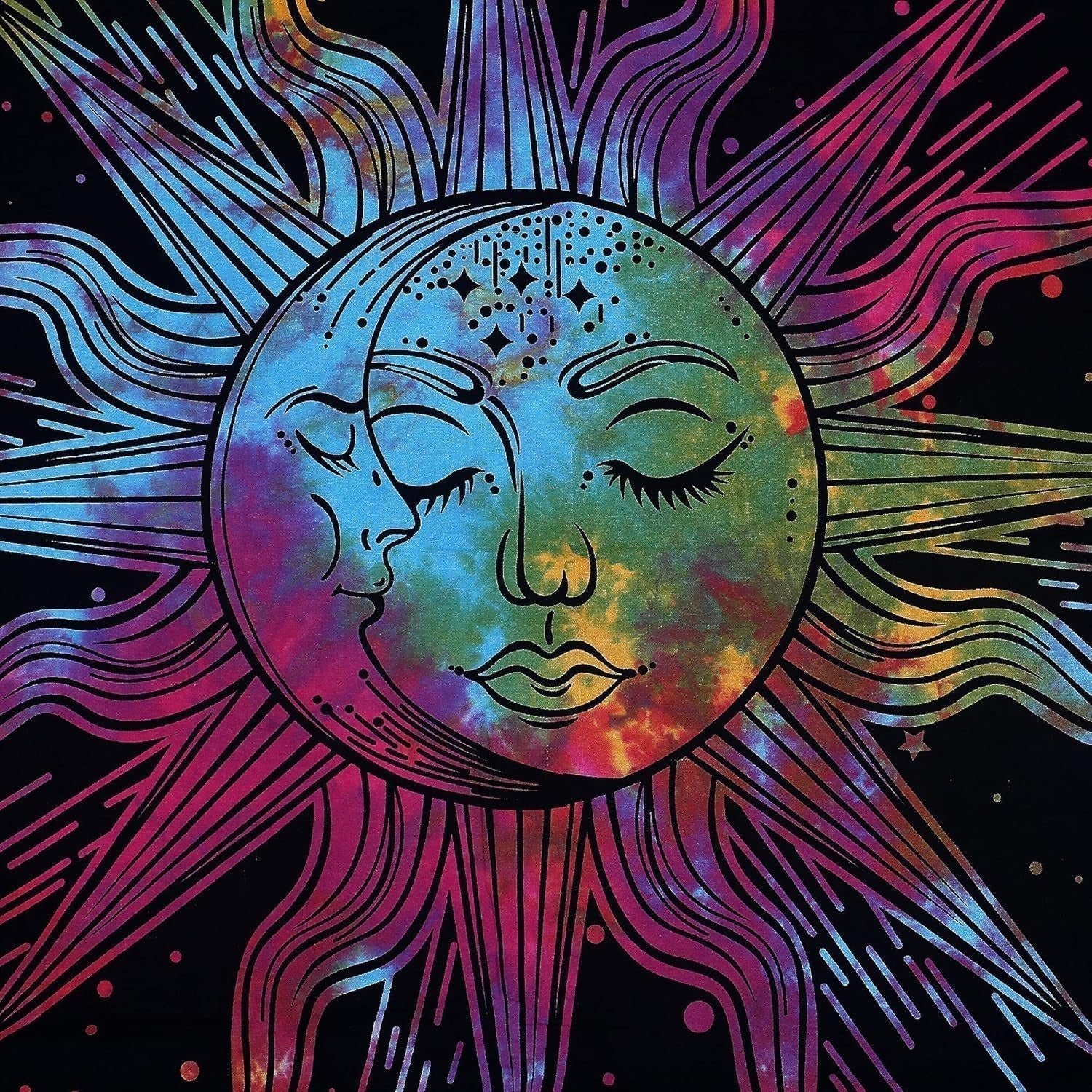 Tapestry sun moon star spirituel astetisk regnbue bomuld Hjem - Tilbehør og dekorationer Naty Shop