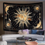 Tapestry sun moon star spirituel astetisk regnbue bomuld Hjem - Tilbehør og dekorationer Naty Shop Gul 102L X 77B Cm
