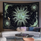 Tapestry sol måne stjerne spirituel astetisk regnbue bomuld Hjem - Tilbehør og dekorationer Naty Shop Hilsen 150L X 137B Cm