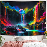 Tapestry gobelin planetarisk vandfald fantasi sort lys Hjem - Tilbehør og dekorationer Naty Shop