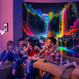 Tapestry gobelin planetarisk vandfald fantasi sort lys Hjem - Tilbehør og dekorationer Naty Shop