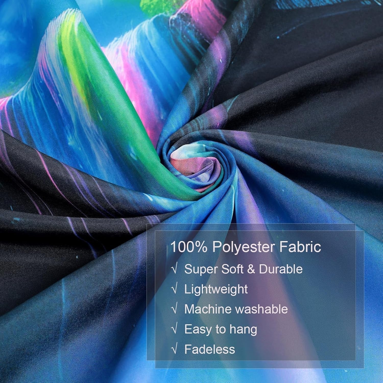 Tapestry gobelin planetarisk vandfald fantasi sort lys Hjem - Tilbehør og dekorationer Naty Shop