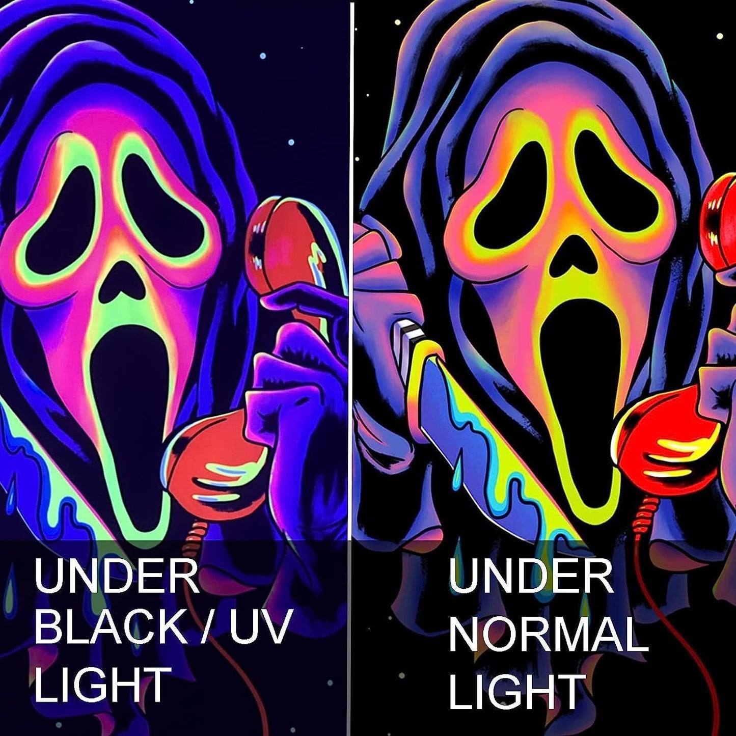 Tapestry gobelin horror face blacklight spøgelser reactive Home - Tilbehør og dekorationer Naty Shop