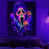Tapestry gobelin horror face blacklight spøgelser reactive Home - Tilbehør og dekorationer Naty Shop