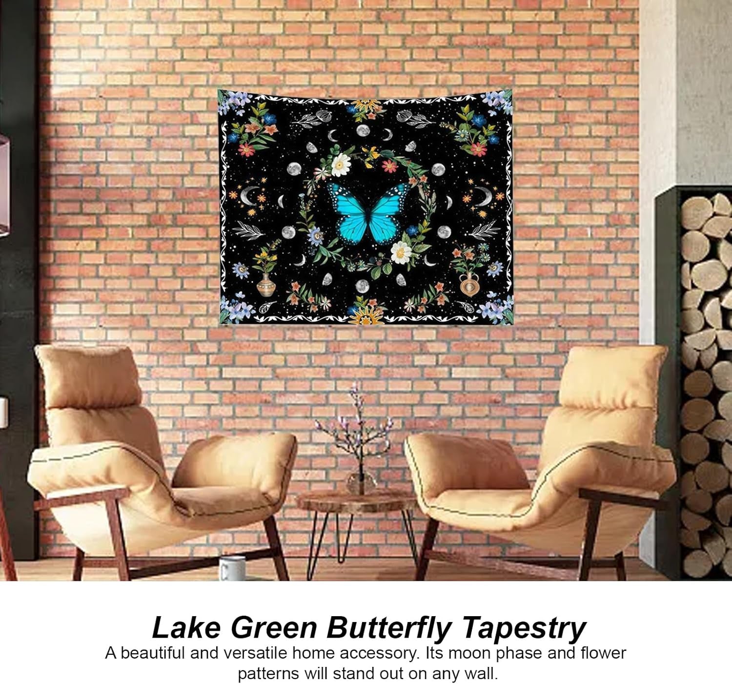 Tapestry gobelin grønne sommerfugle børstet stof Hjem - Tilbehør og dekorationer Naty Shop