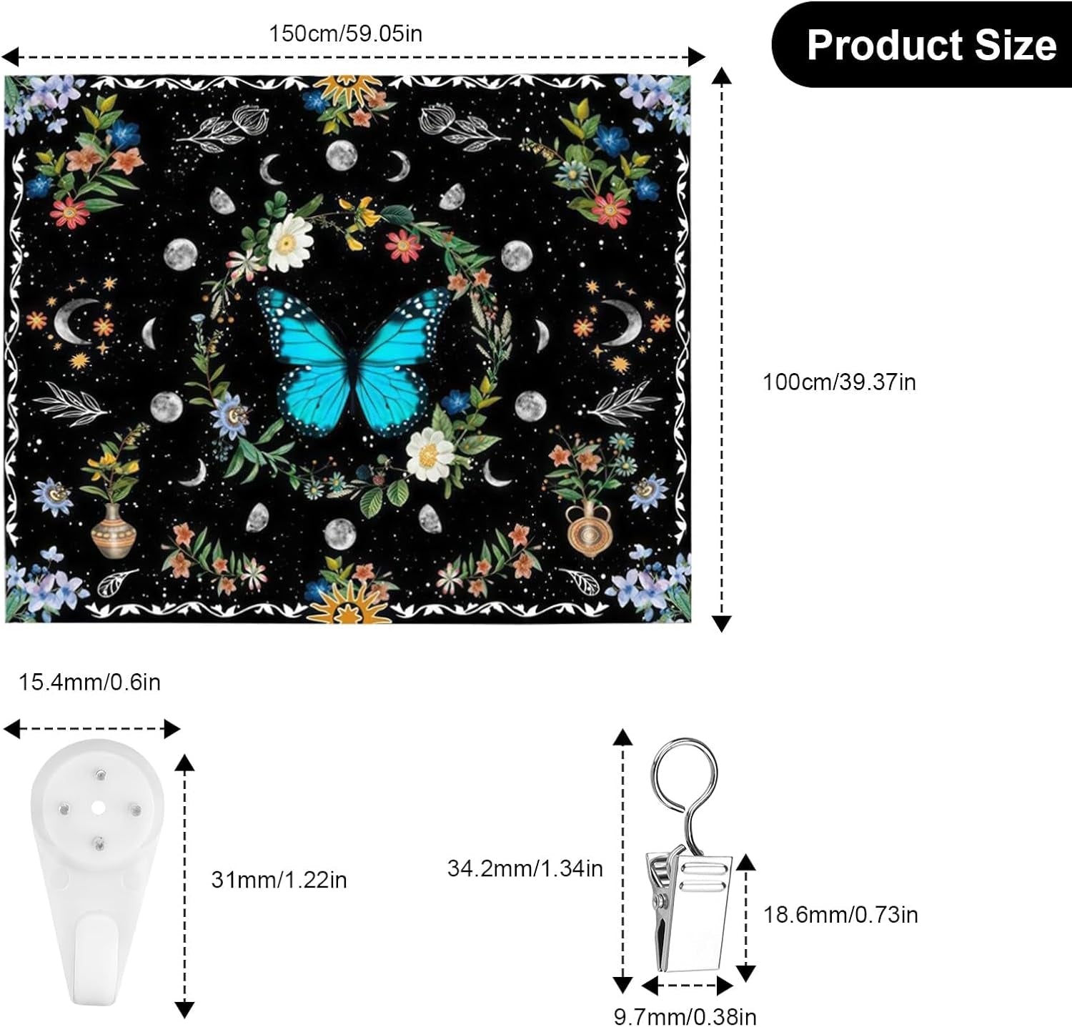Tapestry gobelin grønne sommerfugle børstet stof Hjem - Tilbehør og dekorationer Naty Shop