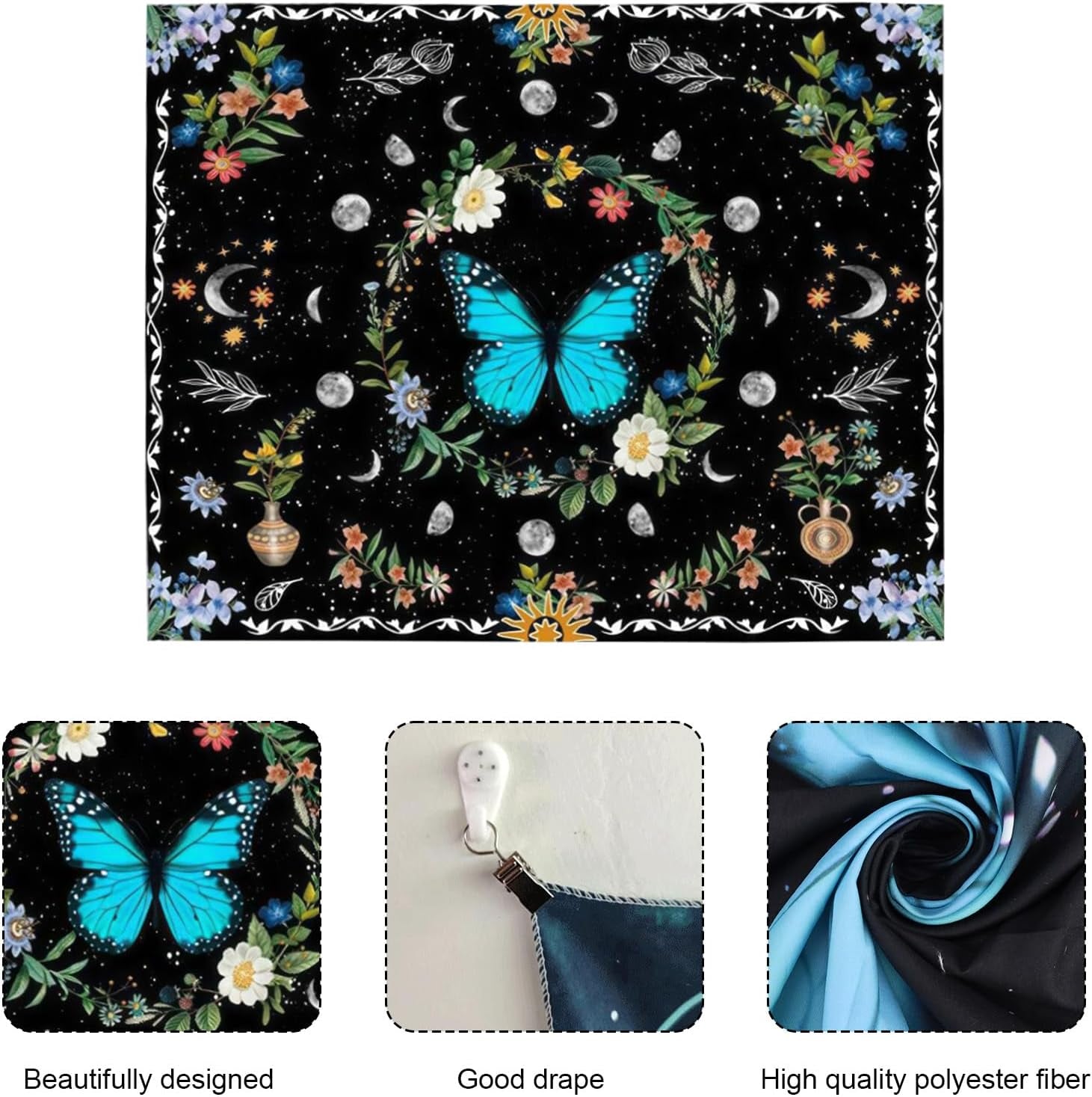 Tapestry gobelin grønne sommerfugle børstet stof Hjem - Tilbehør og dekorationer Naty Shop