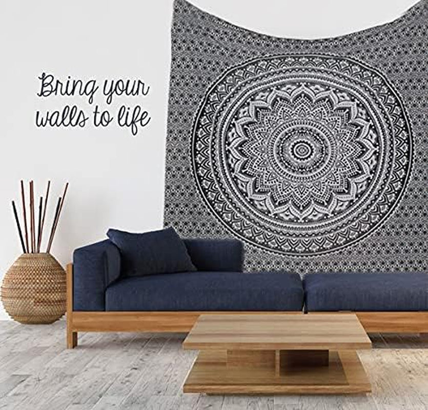 Tapestry gobelin mandala grå sort vægdug Hjem - Tilbehør og dekorationer Naty Shop