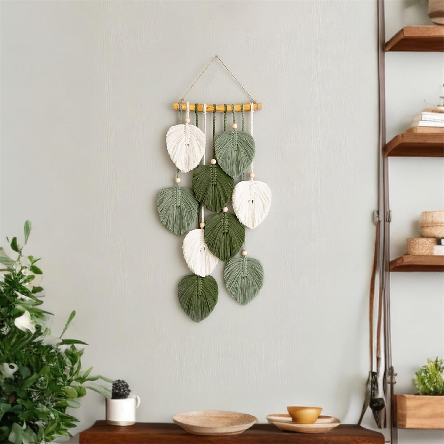 Tapestry gobelin træperler grønne blade håndlavede Hjem - Tilbehør og dekorationer Naty Shop