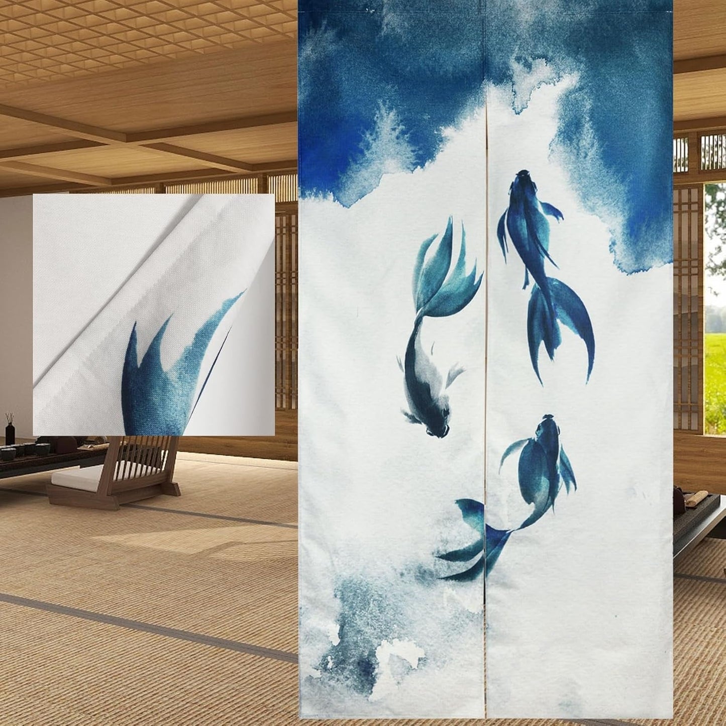 Traditionelt gobelin i kinesisk stil tykt blæk maleri noren Hjem - Tilbehør og dekorationer Naty Shop Dobbeltsidet tryk 85 X 180 Cm