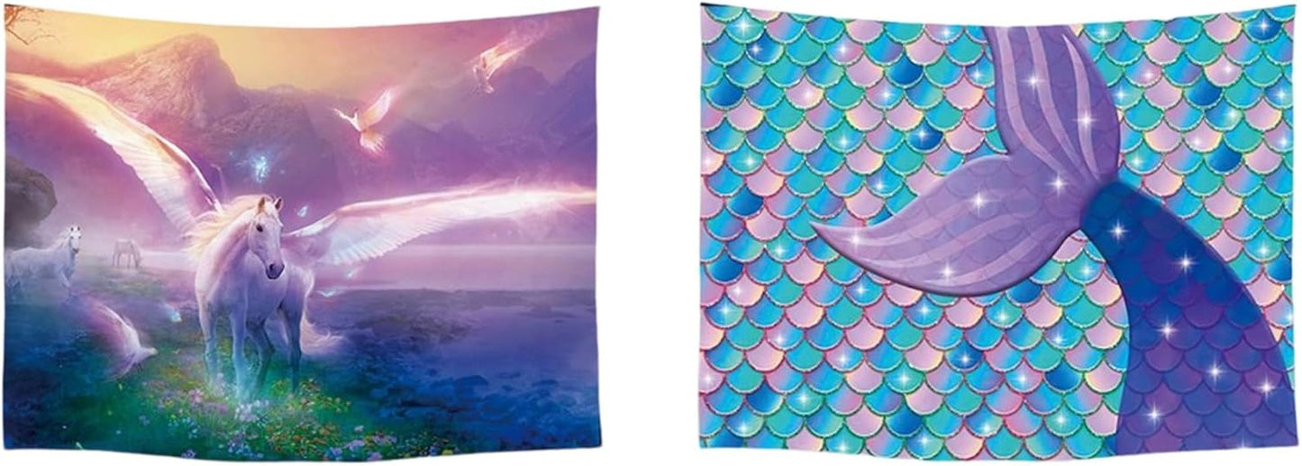 Tapestry ulticool house beach sea palm island Home - Tilbehør og dekorationer Naty Shop Unicorn havfrue