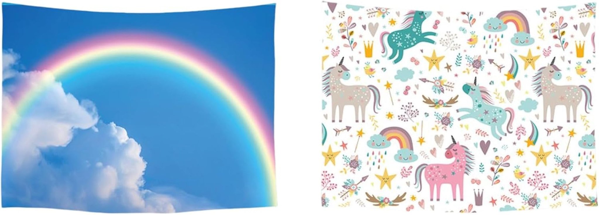 Tapestry ulticool house beach sea palm island Home - Tilbehør og dekorationer Naty Shop Unicorn rainbow