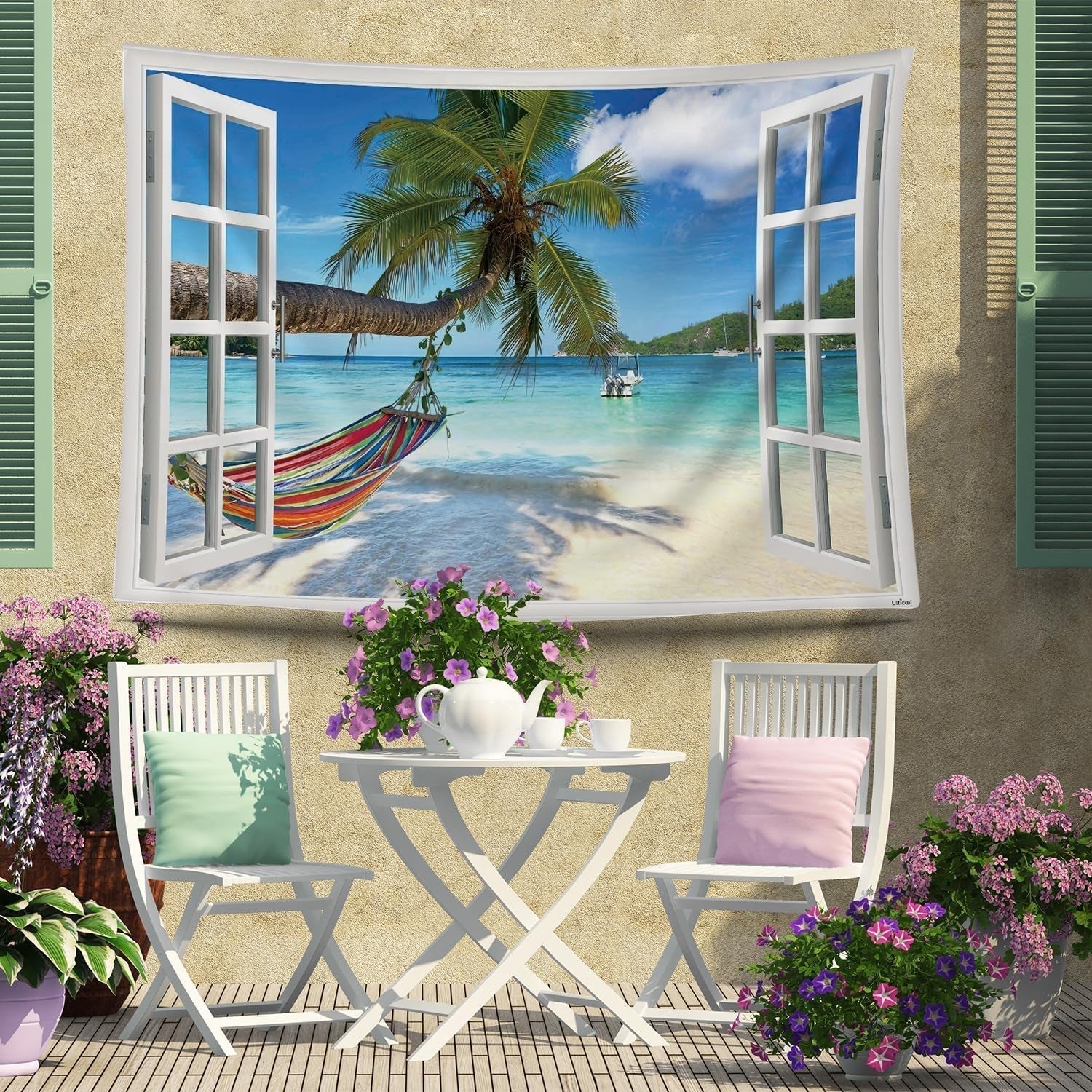 Tapestry ulticool view strand hav palme hængekøje Hjem - Tilbehør og dekorationer Naty Shop