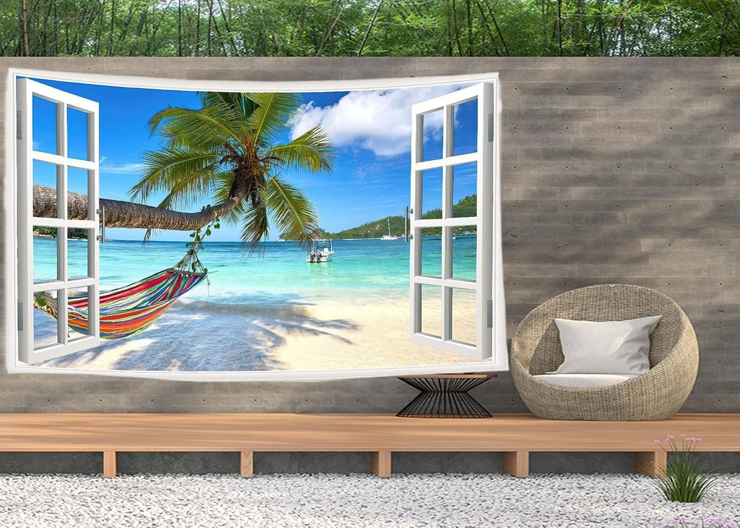 Tapestry ulticool view strand hav palme hængekøje Hjem - Tilbehør og dekorationer Naty Shop