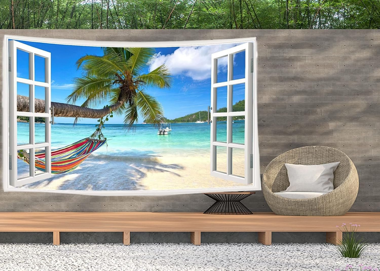 Tapestry ulticool view strand hav palme hængekøje Hjem - Tilbehør og dekorationer Naty Shop