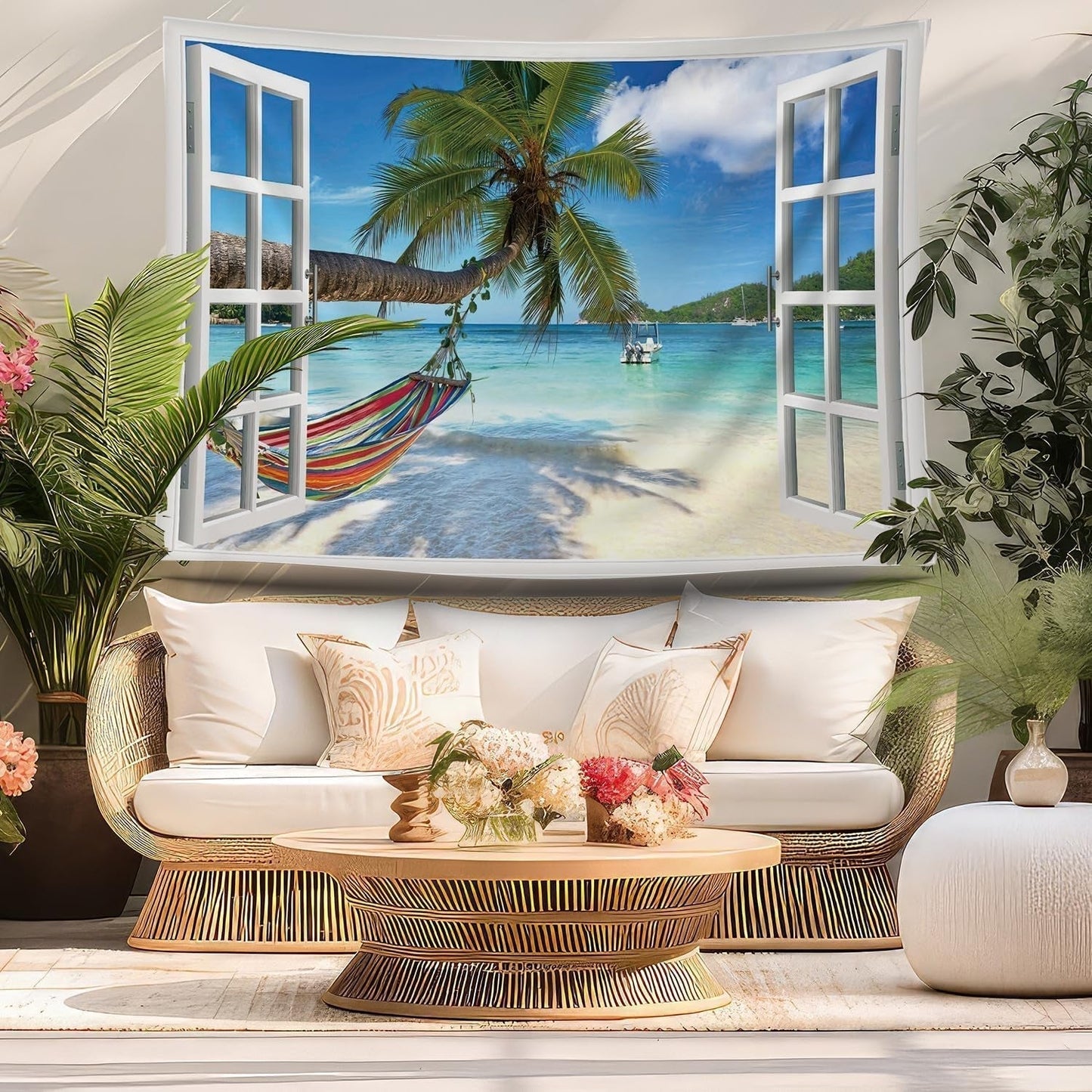 Tapestry ulticool view strand hav palme hængekøje Hjem - Tilbehør og dekorationer Naty Shop