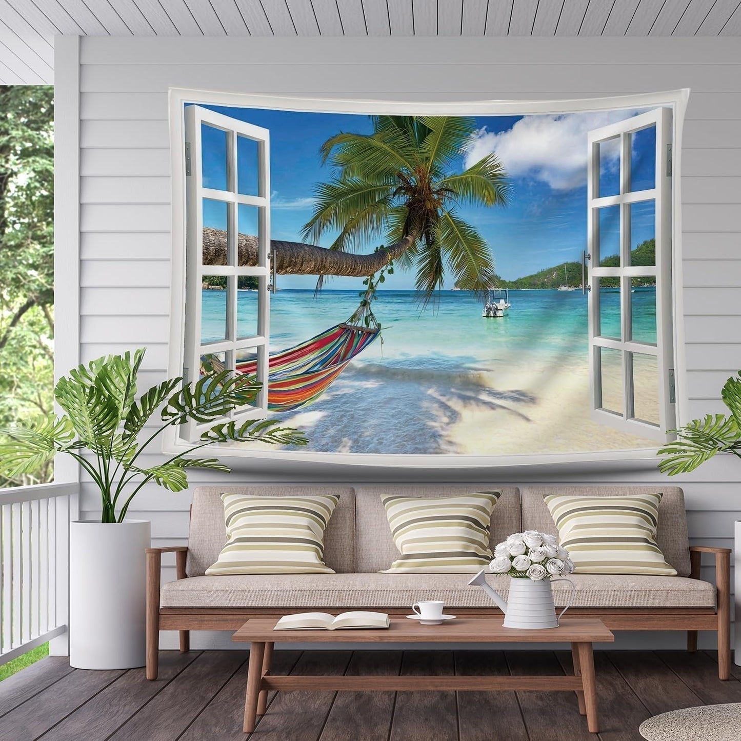 Tapestry ulticool view strand hav palme hængekøje Hjem - Tilbehør og dekorationer Naty Shop