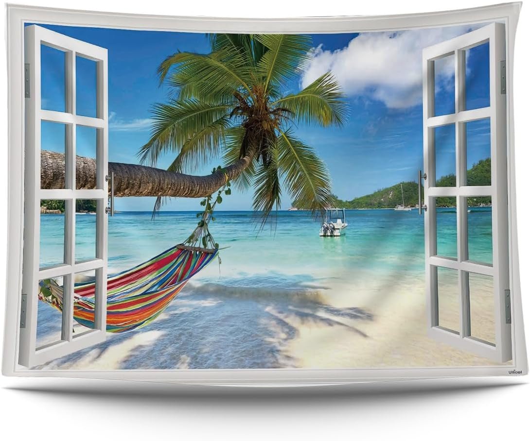 Tapestry ulticool view strand hav palme hængekøje Hjem - Tilbehør og dekorationer Naty Shop Standard titel