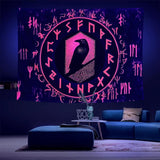 Vikingetæppe blacklight reaktiv rød meditation runer odins Hjem - Tilbehør og dekorationer Naty Shop Røde runer V 200L X 150B Cm