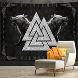 Tapestry viking ulv totem sort hvid meditationsruner Hjem - Tilbehør og dekorationer Naty Shop