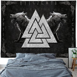Tapestry viking ulv totem sort hvid meditationsruner Hjem - Tilbehør og dekorationer Naty Shop