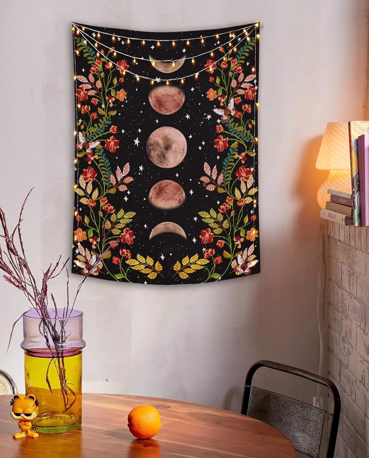 Yisumei gobelin æstetisk måneblomster sort størrelse Hjem - Tilbehør og dekorationer Naty Shop