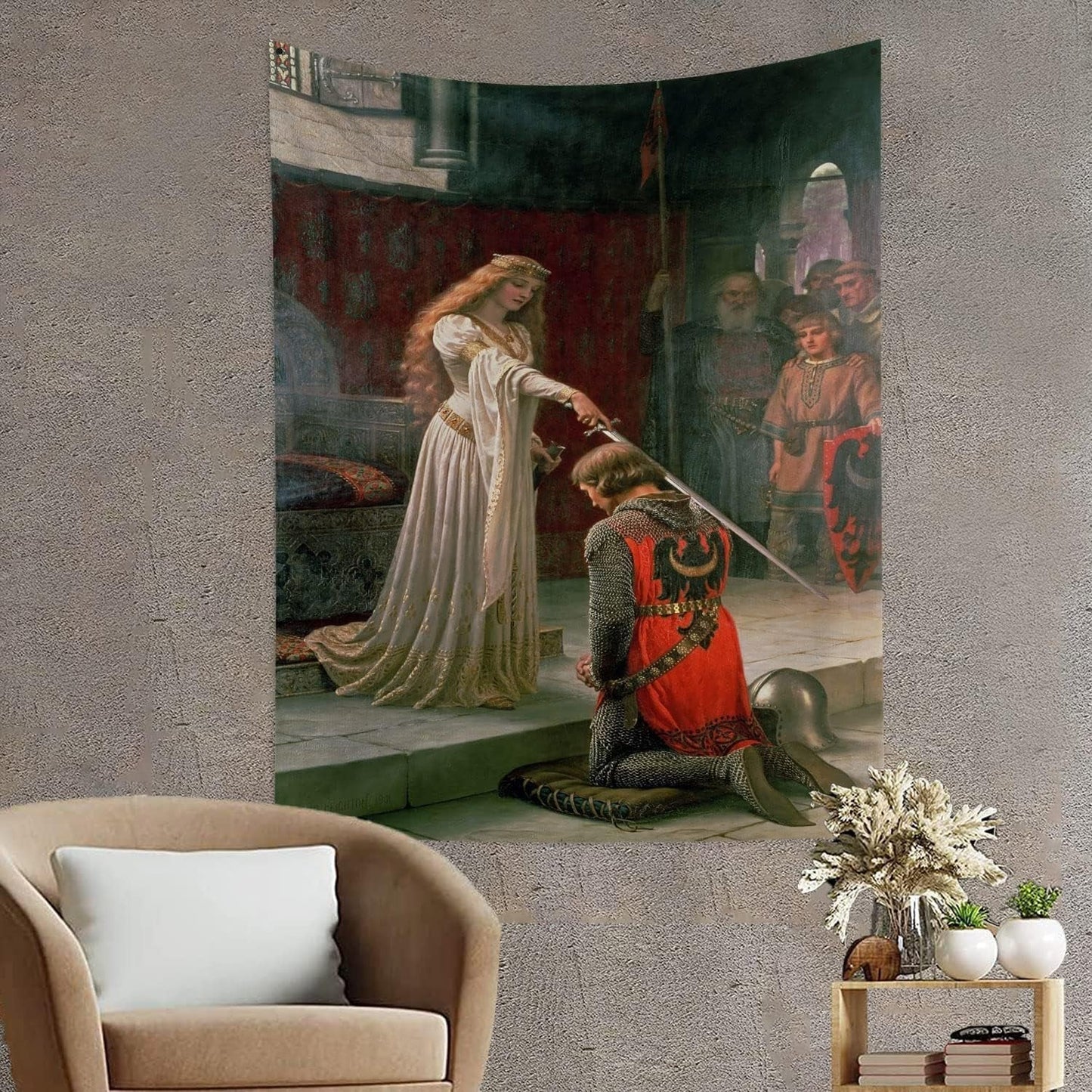 Tapestry yongfoto ridder oliemaleri middelalderlige England Hjem - Tilbehør og dekorationer Naty Shop
