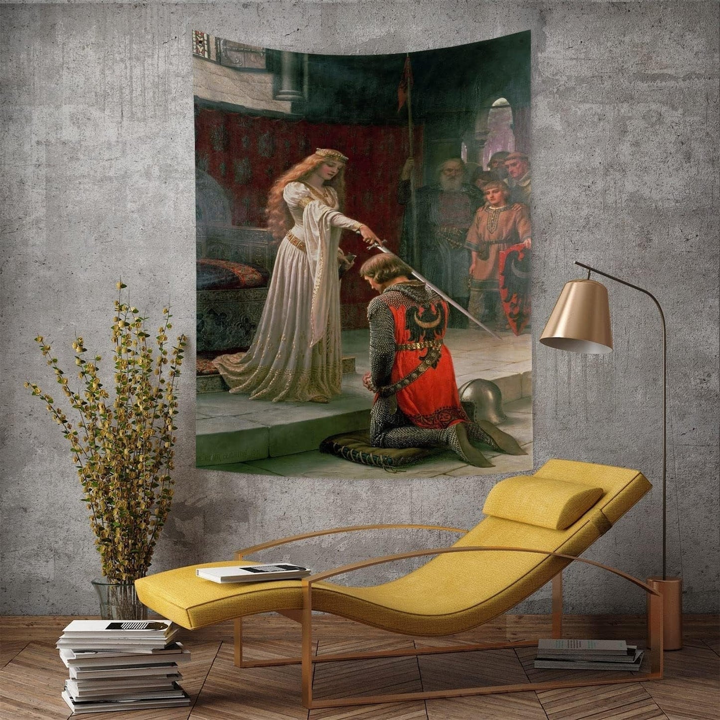 Tapestry yongfoto ridder oliemaleri middelalderlige England Hjem - Tilbehør og dekorationer Naty Shop