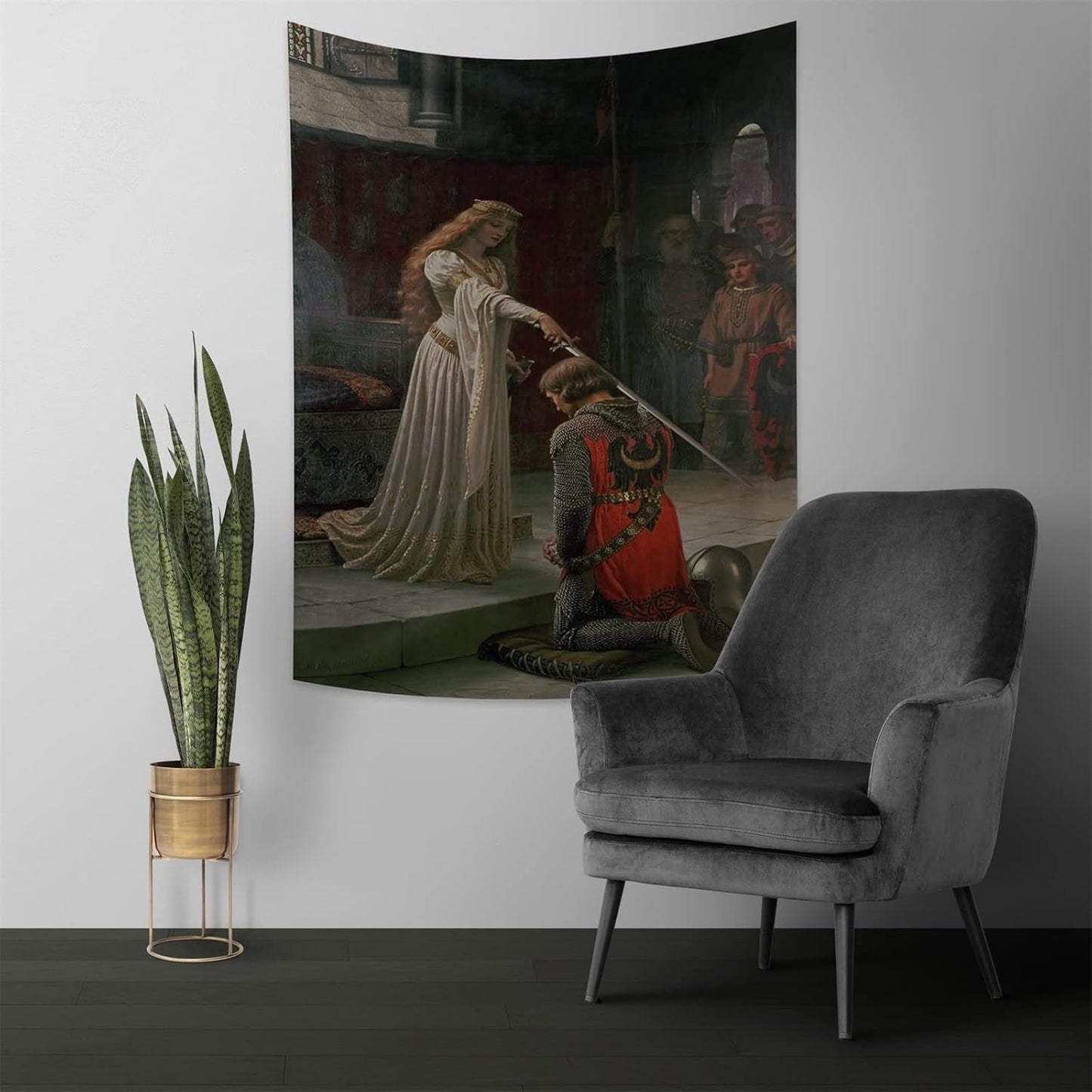 Tapestry yongfoto ridder oliemaleri middelalderlige England Hjem - Tilbehør og dekorationer Naty Shop