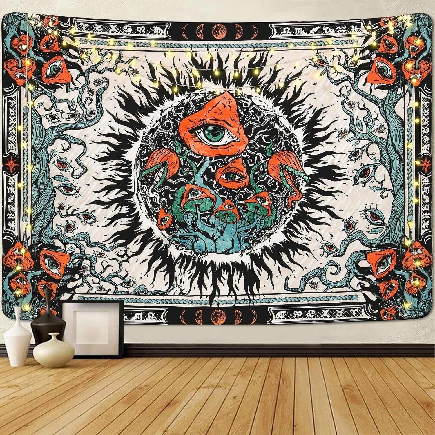 Gobelin yrende svampe solskoldet lærred hippie øjne Hjem - Tilbehør og dekorationer Naty Shop Multi 150X130Cm