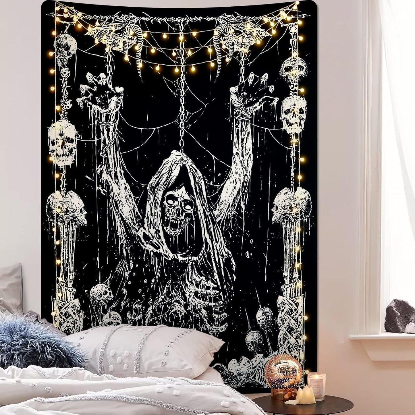 Tapestry yrendenge menneskeskalle sort hvid Hjem - Tilbehør og dekorationer Naty Shop