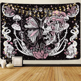 Gobelin yrendenge sommerfugle skelet svampe hus stjerner måne Hjem - Tilbehør og dekorationer Naty Shop Kraniet svampe møl 150X130Cm
