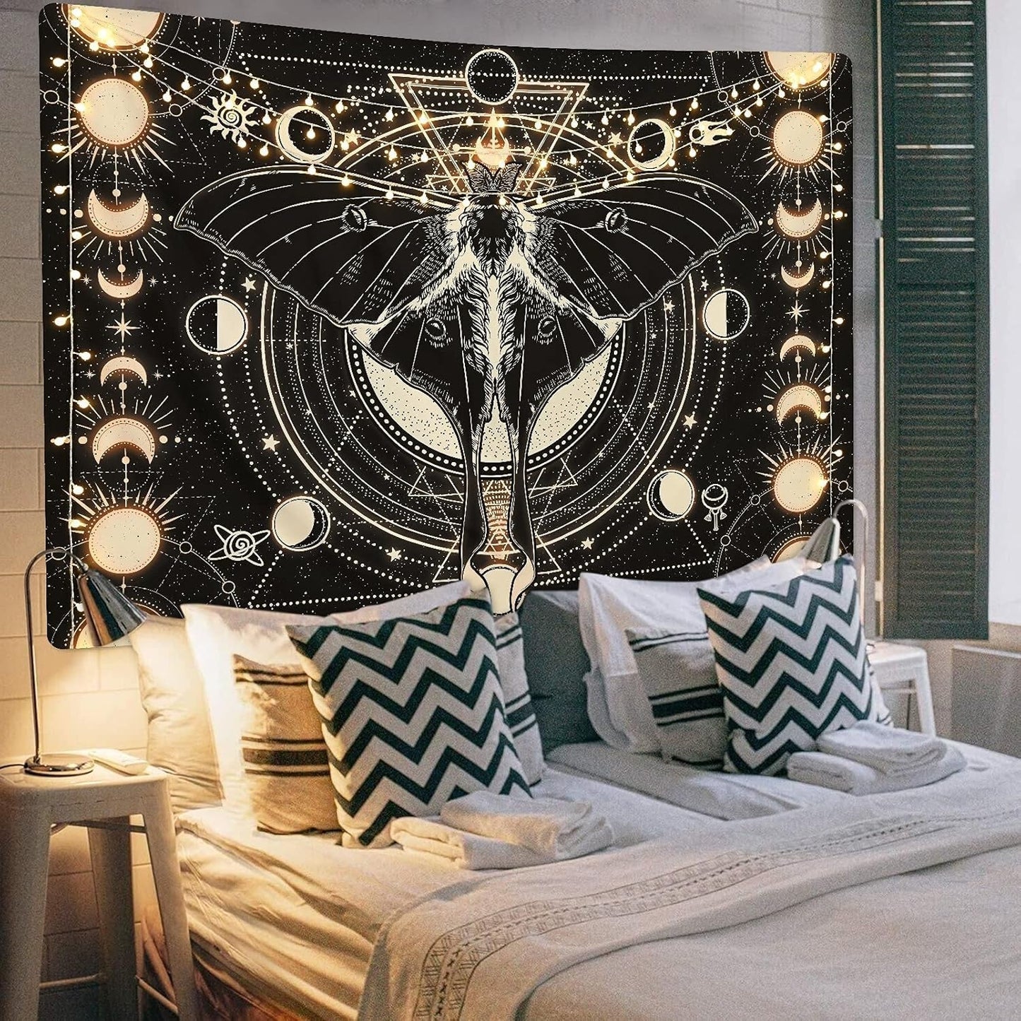 Tapestry yrendenge moth black sun moon natural Home - Accessories and Decorations Naty Shop