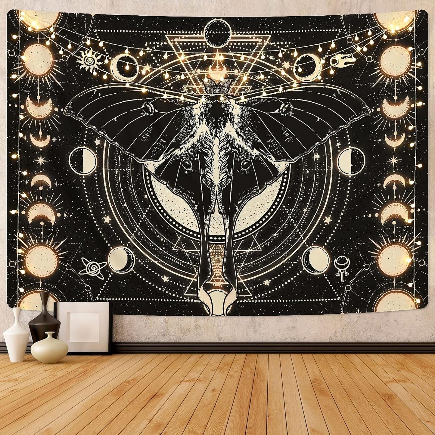 Tapestry yrende møl sort sol måne naturlig Hjem - Tilbehør og dekorationer Naty Shop Standardtitel