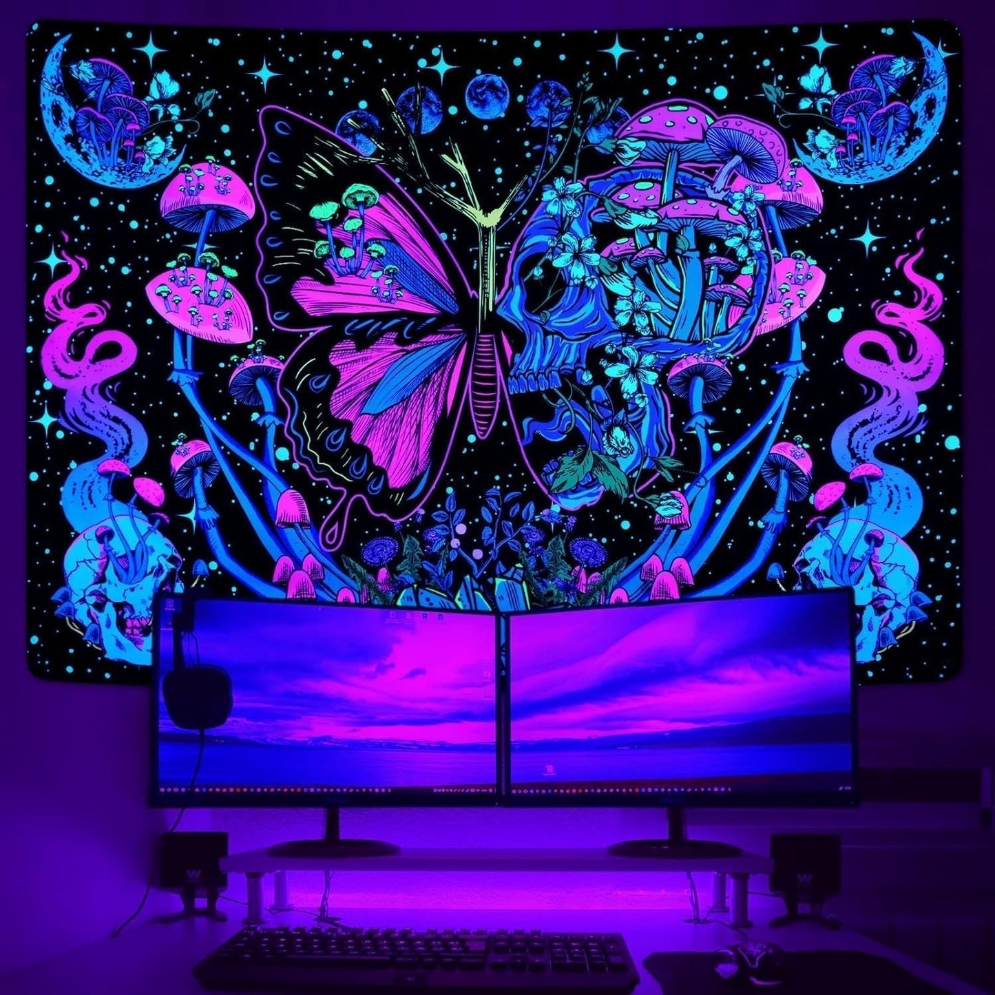 Yrendenge gobelin fluorescerende gobelin sommerfugle fase Hjem - Tilbehør og dekorationer Naty Shop
