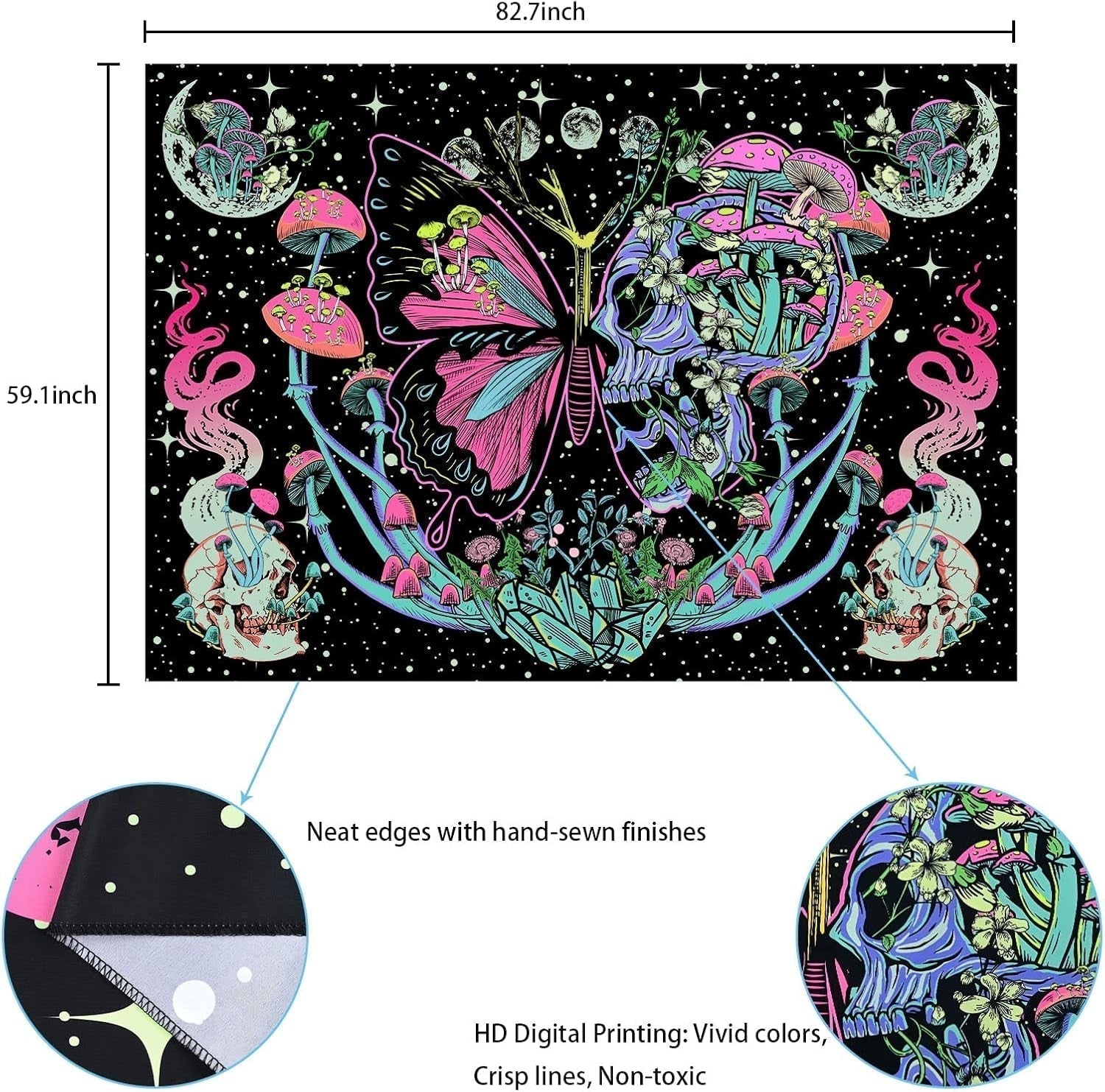 Yrendenge gobelin fluorescerende gobelin sommerfugle fase Hjem - Tilbehør og dekorationer Naty Shop