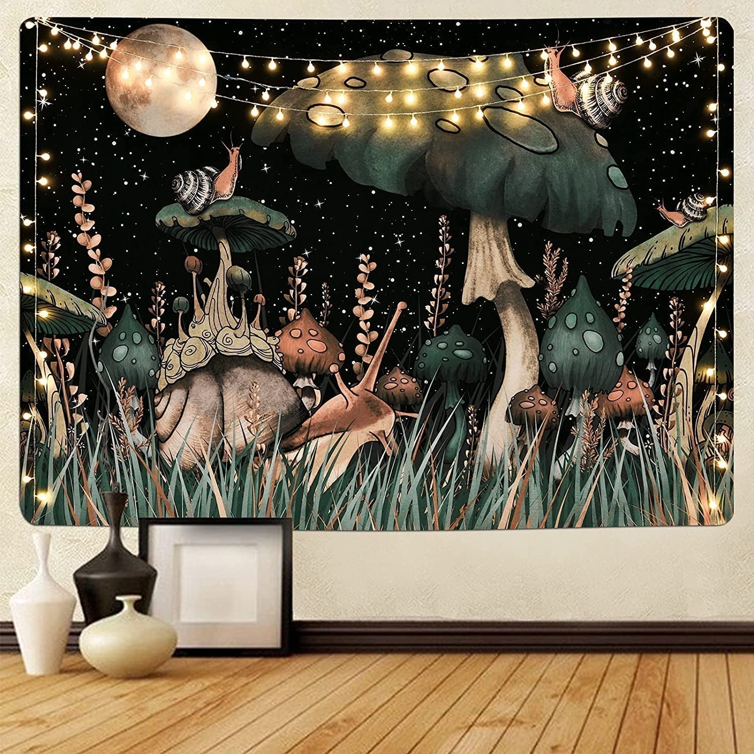 Gobelin yugarlibi svamp sort skov snegl hængende Hjem - Tilbehør og dekorationer Naty Shop Svamp 235L X 180B Cm