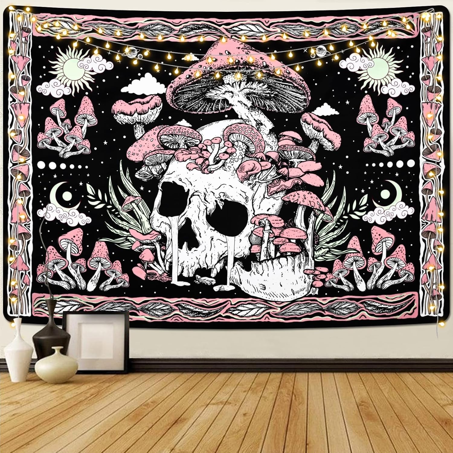 Gobelin yugarlibi pink kranium svampe skelet Hjem - Tilbehør og dekorationer Naty Shop Pink 150L X 130B Cm