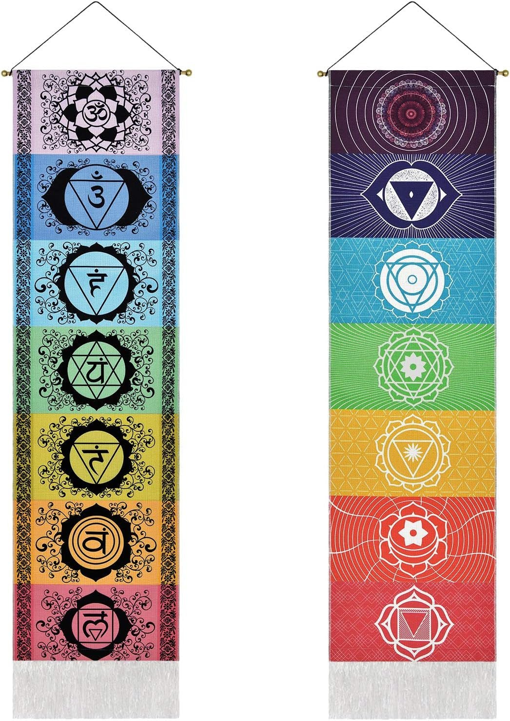 yugarlibi gobelin sæt chakra vedhæng meditation yoga trippy Hjem - Tilbehør og dekorationer Naty Shop Chakra hvid og sort 130X32,5 cm