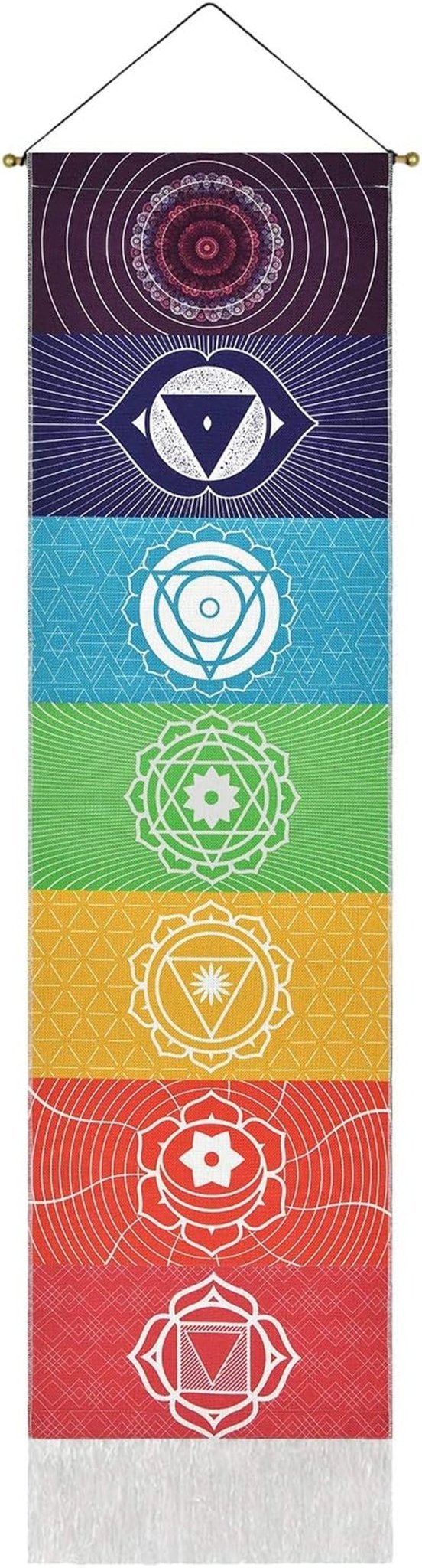 yugarlibi gobelin sæt chakra vedhæng meditation yoga trippy Hjem - Tilbehør og dekorationer Naty Shop Chakra hvid 130L X 32,5B Cm