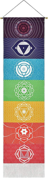 yugarlibi gobelin sæt chakra vedhæng meditation yoga trippy Hjem - Tilbehør og dekorationer Naty Shop Chakra hvid 130L X 32,5B Cm