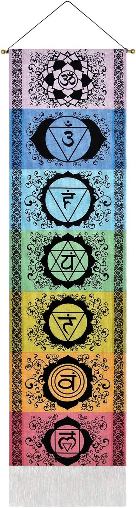 Yugarlibi gobelin sæt af chakra meditation yoga trippy gobelin Hjem - Tilbehør og dekorationer Naty Shop Sort 130L X 32,5B Cm