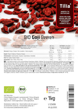 Tilia BIO Goji bær 1 kg Dehydrerede produkter Naty Shop
