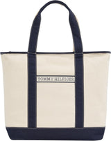 TOMMY HILFIGER Kvinder Th Summer Canvas Tote Aw0aw17421 Mulepose Dame Tasker Naty Shop Blue (Space Blue)