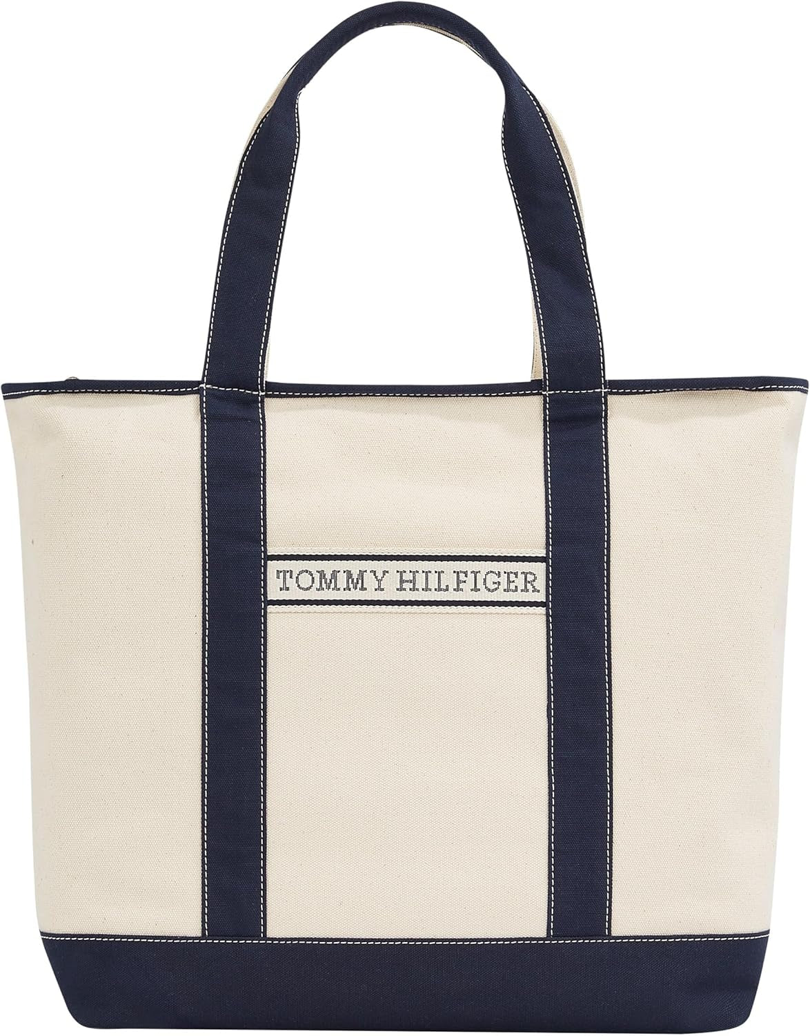 TOMMY HILFIGER Kvinder Th Summer Canvas Tote Aw0aw17421 Mulepose Dame Tasker Naty Shop Blue (Space Blue)