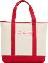 TOMMY HILFIGER Kvinder Th Summer Canvas Tote Aw0aw17421 Mulepose Tasker Kvinder Naty Shop Rød (primær rød)
